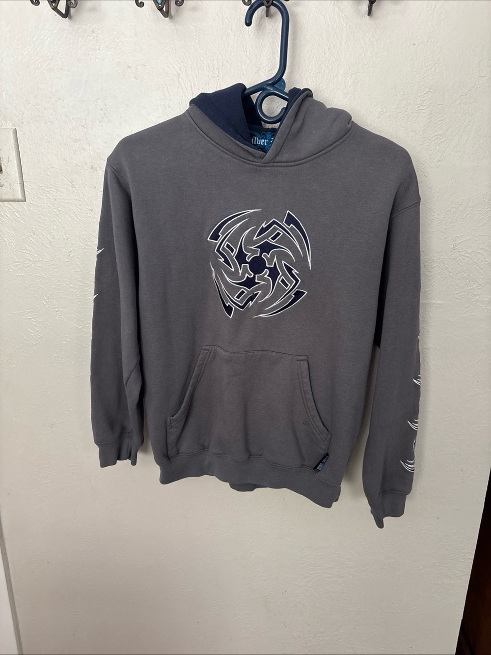 Y2K Silver Point Gray Hooded Sweatshirt Skater Jacket Youth - Silver Point L